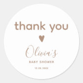 Sticker Rond Mon bébé Baby shower de Merci beige (Devant)