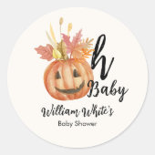 Sticker Rond Mon bébé ! Baby shower feuille Citrouille d'Hallow (Devant)