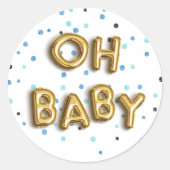 Sticker Rond Mon bébé | Baby shower Marine & Gold (Devant)