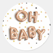 Sticker Rond Mon bébé | Baby shower or Rose (Devant)