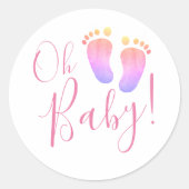 Sticker Rond Mon bébé Baby shower rose (Devant)