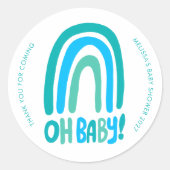 Sticker Rond Mon bébé ! Cute arc-en-ciel Baby shower PERSONNALI (Devant)