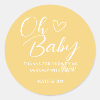 Sticker Rond Mon bébé Merci de Baby shower jaune