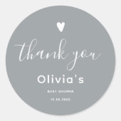 Sticker Rond Mon bébé Merci gris (Devant)