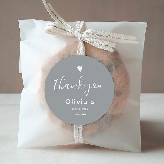 Sticker Rond Mon bébé Merci gris