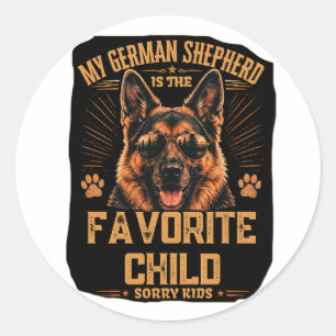Sticker Rond Mon berger allemand est l'enfant préféré Autocolla