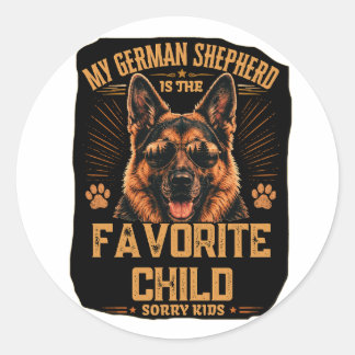 Sticker Rond Mon berger allemand est l'enfant préféré Autocolla