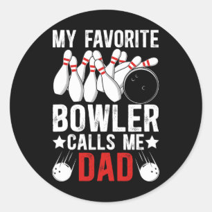 Sticker Rond Mon Bowler Favori M'Appelle Papa Bowling D'Un Bowl