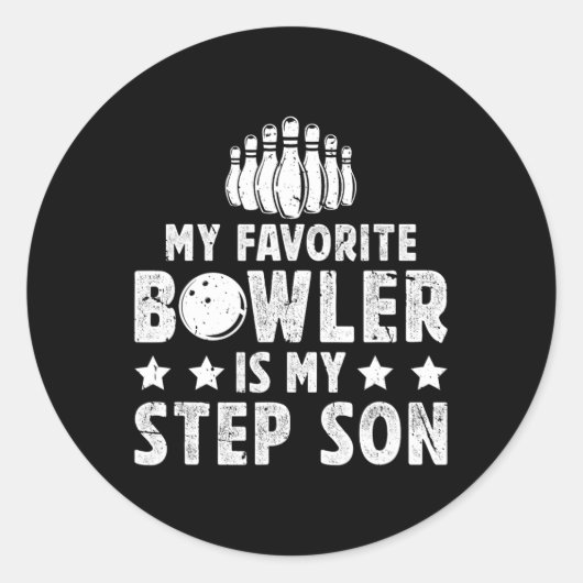Sticker Rond Mon Bowler Favori Stepdad Bowling Step-papa D'Un B (Devant)