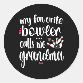 Sticker Rond Mon Bowler préféré m'appelle grand-mère de Bowling