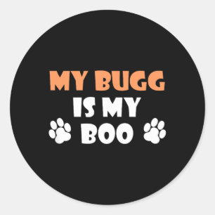 Sticker Rond Mon Bugg Est Mon Boo Halloween Propriétaire De Chi