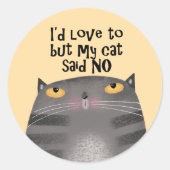 Sticker Rond Mon chat a dit NON (Devant)