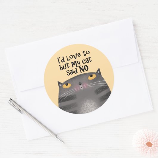 Sticker Rond Mon chat a dit NON (Enveloppe)