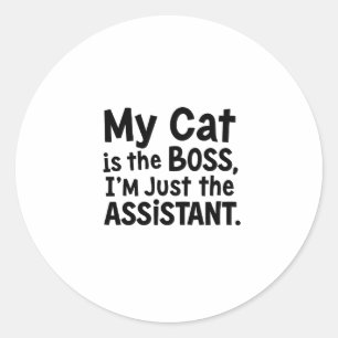 Sticker Rond Mon chat est le patron
