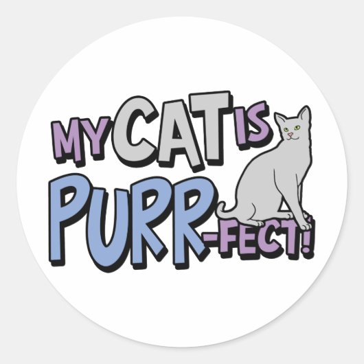 Sticker Rond Mon Chat Est Purr-Fect (Devant)