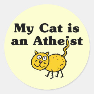 Sticker Rond Mon chat est un athée