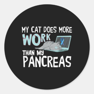 Sticker Rond Mon Chat Fonctionne Plus Que Mes Pancréas Diabète