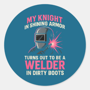 Sticker Rond Mon Chevalier En Blagueur Soudure Brillante Femme