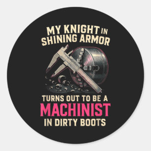 Sticker Rond Mon chevalier en époux petite amie machiniste Funn