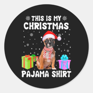 Sticker Rond Mon Chien de Noël Chien de Chien de Chien Pajama C