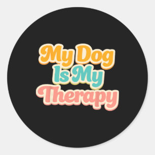 Sticker Rond Mon chien est ma thérapie drôle humour animalier a