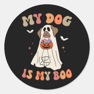 Sticker Rond Mon Chien Est Mon Fantôme De Boo Éffrayant Amoureu
