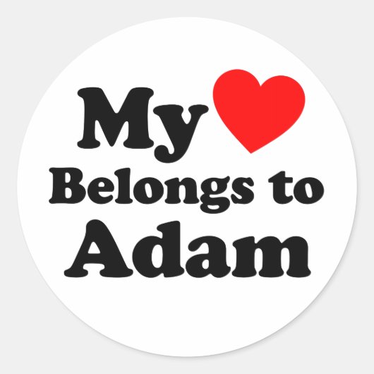 Sticker Rond Mon coeur appartient à Adam (Devant)