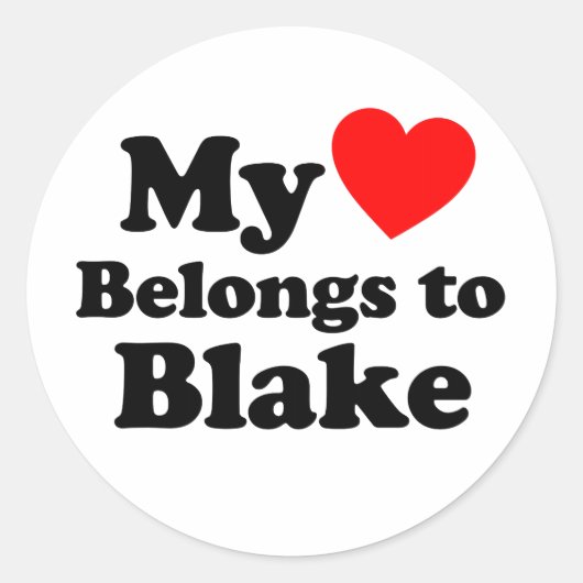 Sticker Rond Mon coeur appartient à Blake (Devant)