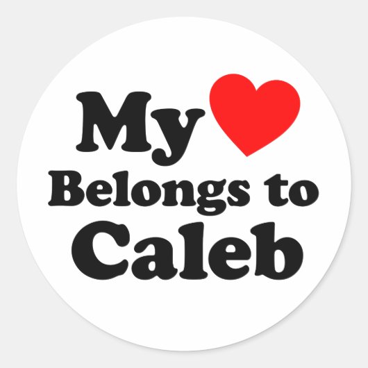 Sticker Rond Mon coeur appartient à Caleb (Devant)