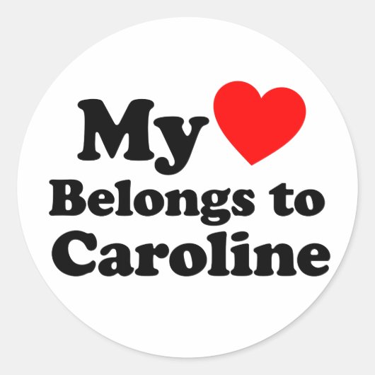 Sticker Rond Mon coeur appartient à Caroline (Devant)