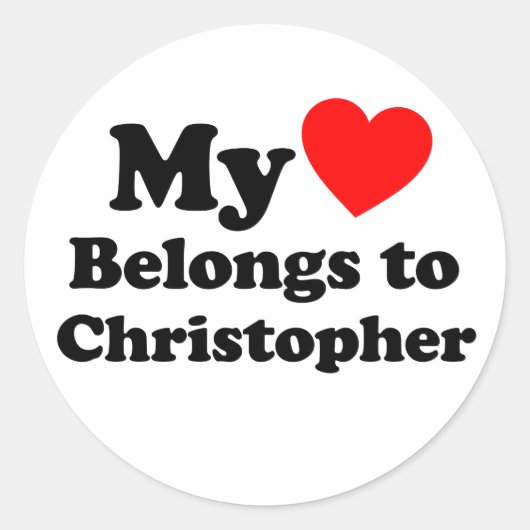 Sticker Rond Mon coeur appartient à Christopher (Devant)