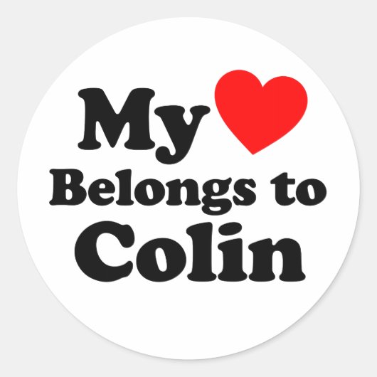 Sticker Rond Mon coeur appartient à Colin (Devant)