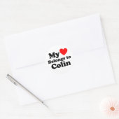 Sticker Rond Mon coeur appartient à Colin (Enveloppe)
