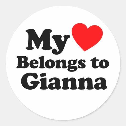 Sticker Rond Mon coeur appartient à Gianna (Devant)
