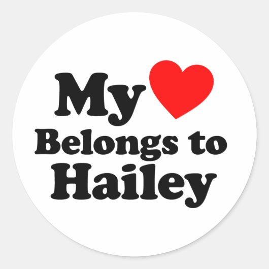 Sticker Rond Mon coeur appartient à Hailey (Devant)