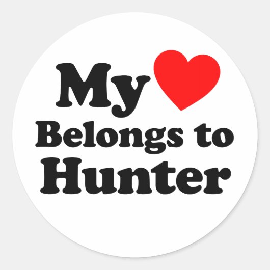 Sticker Rond Mon coeur appartient à Hunter (Devant)