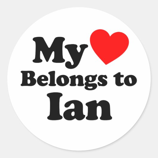 Sticker Rond Mon coeur appartient à Ian (Devant)