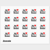 Sticker Rond Mon coeur appartient à Isaac (Feuille)