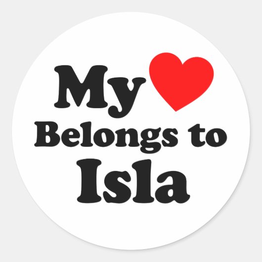 Sticker Rond Mon coeur appartient à Isla (Devant)