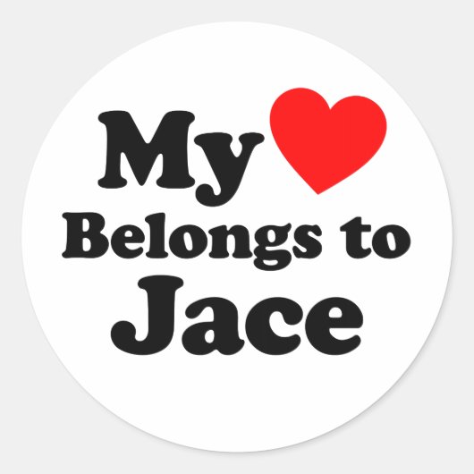 Sticker Rond Mon coeur appartient à Jace (Devant)