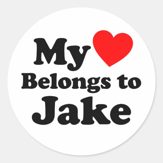Sticker Rond Mon coeur appartient à Jake (Devant)