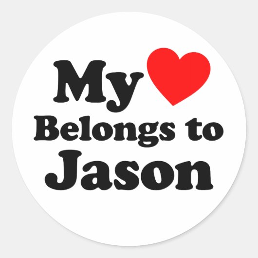 Sticker Rond Mon coeur appartient à Jason (Devant)