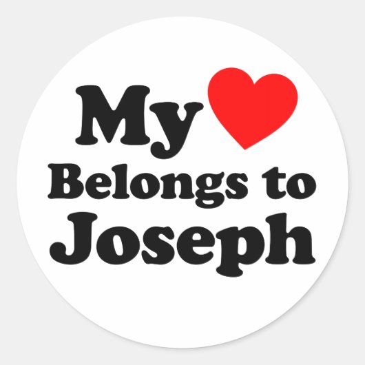 Sticker Rond Mon coeur appartient à Joseph (Devant)