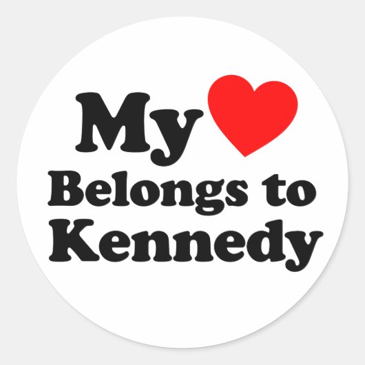 Sticker Rond Mon coeur appartient à Kennedy (Devant)