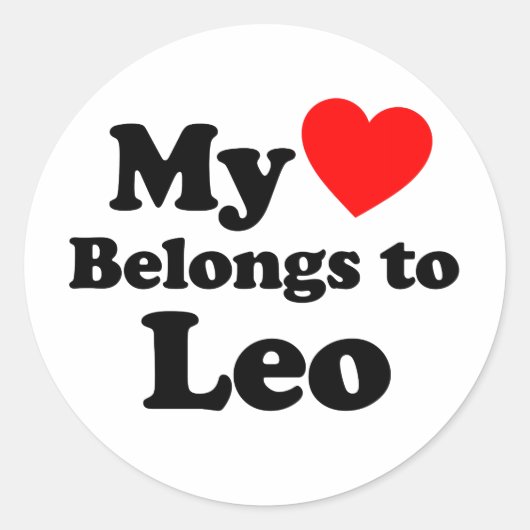 Sticker Rond Mon coeur appartient à Leo (Devant)