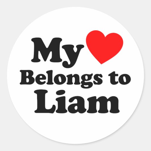 Sticker Rond Mon coeur appartient à Liam (Devant)