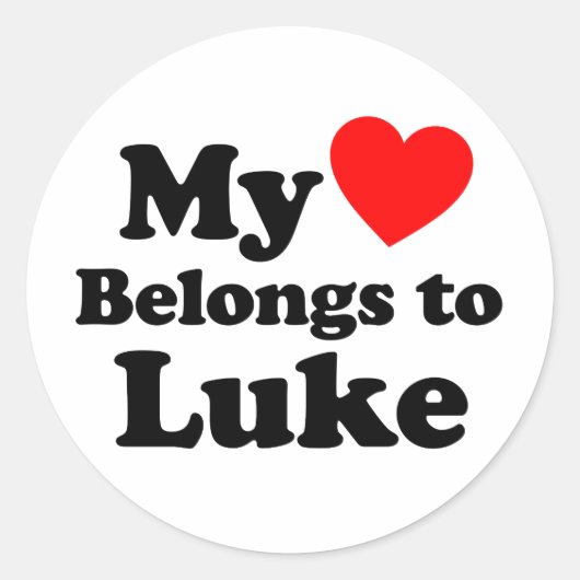 Sticker Rond Mon coeur appartient à Luke (Devant)