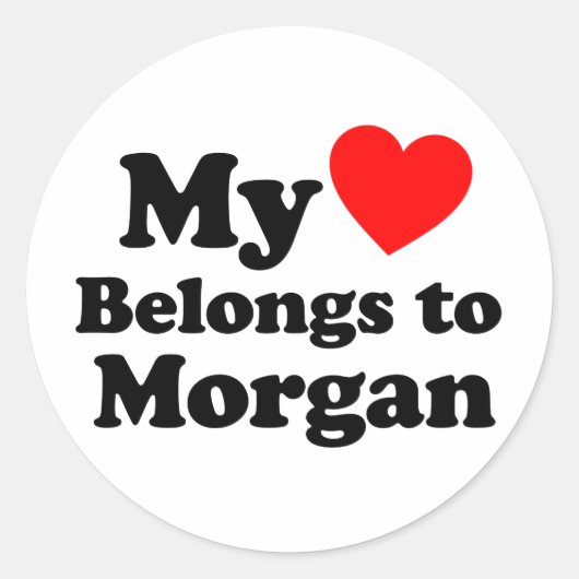 Sticker Rond Mon coeur appartient à Morgan (Devant)
