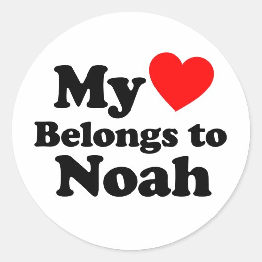 Sticker Rond Mon coeur appartient à Noah (Devant)