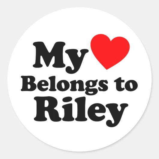 Sticker Rond Mon coeur appartient à Riley (Devant)